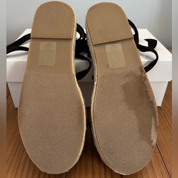 PrettyLittleThing Black Espadrille Flats Wrap-Around Tie Shoes Size 7 New - Picture 5 of 10